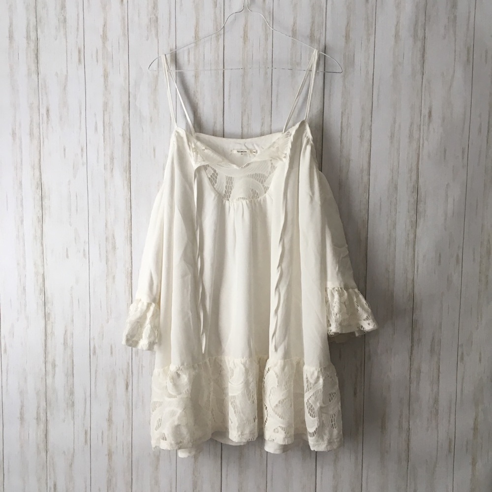 tularosa Hattie Lace Off Shoulder Boho Mini Dress - Picture 3 of 8